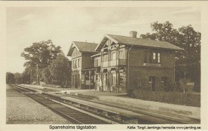 Vykort Sparreholms Station, förlag Vallins Bokhandel Flen, Calegi vykortslager 2953
